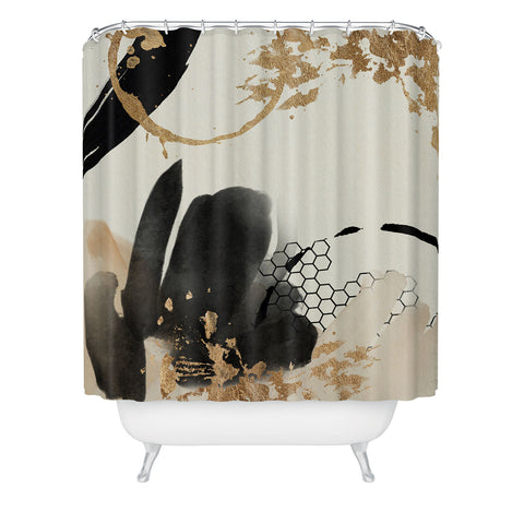 Sheila Wenzel-Ganny Black Ink Abstract Shower Curtain