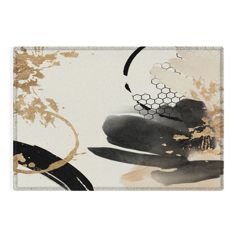 Sheila Wenzel-Ganny Black Ink Abstract Outdoor Rug