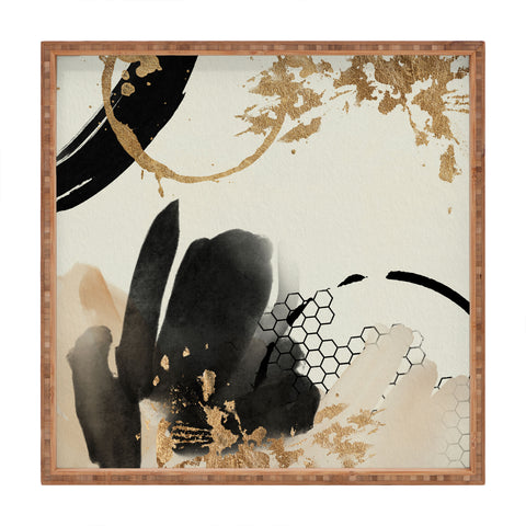Sheila Wenzel-Ganny Black Ink Abstract Square Tray