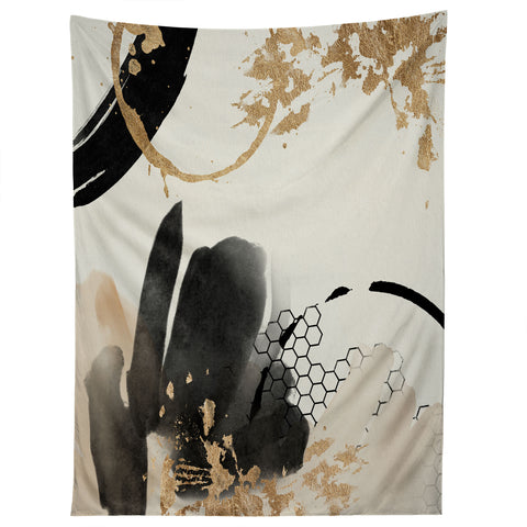 Sheila Wenzel-Ganny Black Ink Abstract Tapestry