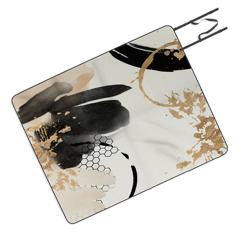 Sheila Wenzel-Ganny Black Ink Abstract Picnic Blanket