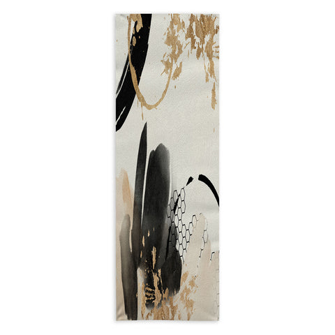 Sheila Wenzel-Ganny Black Ink Abstract Yoga Towel