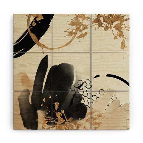 Sheila Wenzel-Ganny Black Ink Abstract Wood Wall Mural