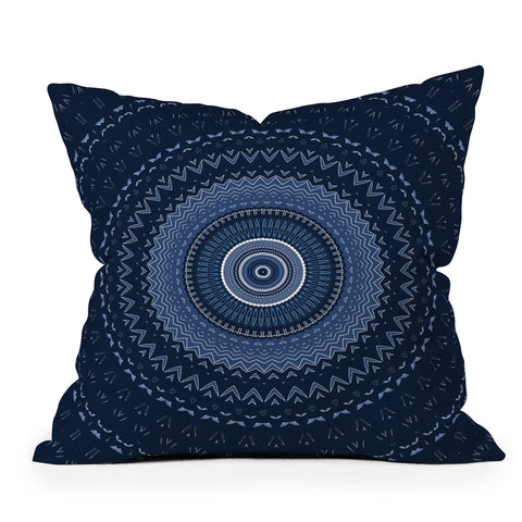 Sheila Wenzel-Ganny Blue Bohemian Mandala Outdoor Throw Pillow