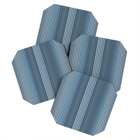 Sheila Wenzel-Ganny Blue Grey Zig Zag Stripes Coaster Set