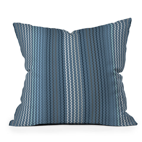 Sheila Wenzel-Ganny Blue Grey Zig Zag Stripes Outdoor Throw Pillow