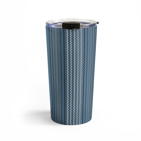 Sheila Wenzel-Ganny Blue Grey Zig Zag Stripes Travel Mug