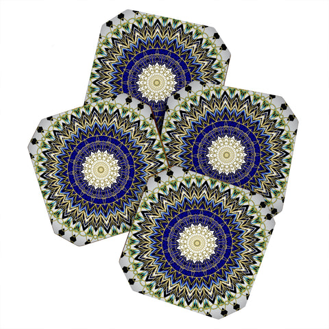 Sheila Wenzel-Ganny Bohemian Blue Gold Mandala Coaster Set