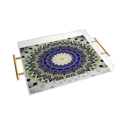 Sheila Wenzel-Ganny Bohemian Blue Gold Mandala Acrylic Tray