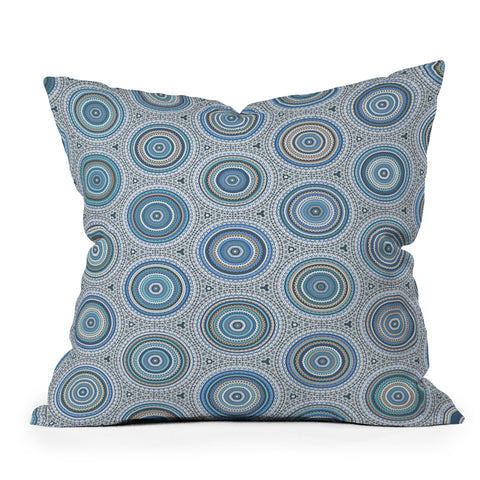 Sheila Wenzel-Ganny Boho Blue Multi Mandala Outdoor Throw Pillow