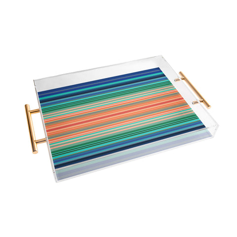 Sheila Wenzel-Ganny Bold Blue Orange Stripes Acrylic Tray