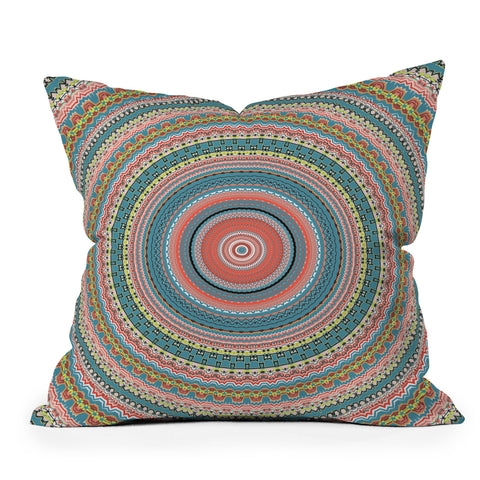 Sheila Wenzel-Ganny Colorful Pastel Mandala Outdoor Throw Pillow