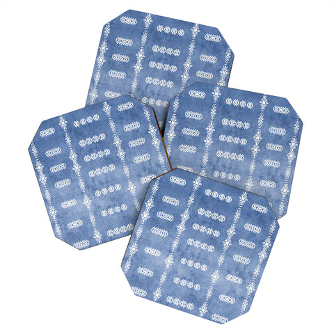 Sheila Wenzel-Ganny Denim Blue Mud Cloth Coaster Set