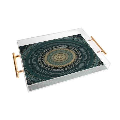 Sheila Wenzel-Ganny Emerald Gold Boho Mandala Acrylic Tray