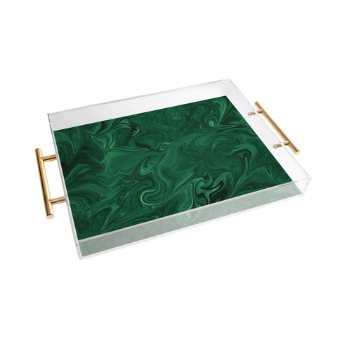Sheila Wenzel-Ganny Emerald Green Abstract Acrylic Tray