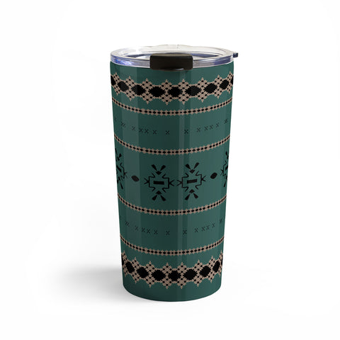 Sheila Wenzel-Ganny Forest Green Mudcloth Travel Mug