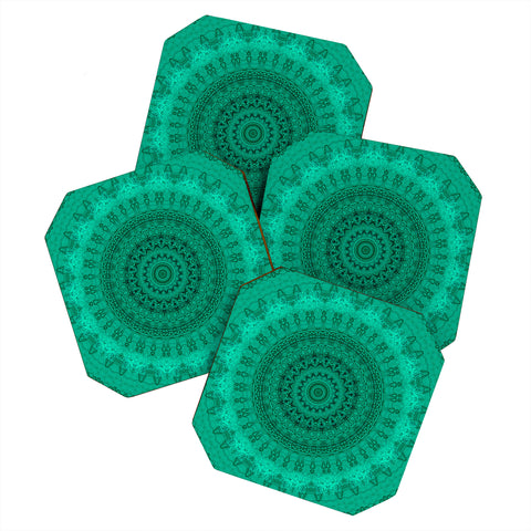 Sheila Wenzel-Ganny Forest Green Teal Mandala Coaster Set
