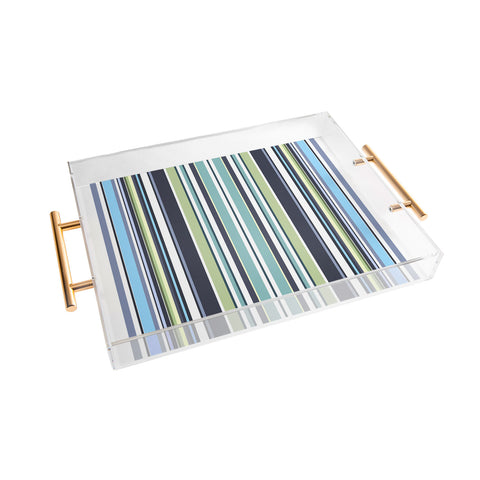 Sheila Wenzel-Ganny Lavender Mint Blue Stripes Acrylic Tray