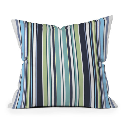 Sheila Wenzel-Ganny Lavender Mint Blue Stripes Outdoor Throw Pillow