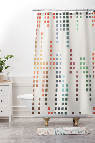 Sheila Wenzel-Ganny Mini Color Square Palette Shower Curtain And Mat