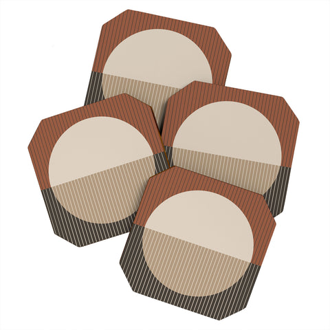 Sheila Wenzel-Ganny Minimal Neutral Line Geo Coaster Set