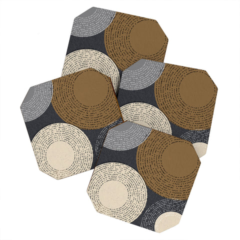 Sheila Wenzel-Ganny Minimalist Brown Circles Coaster Set