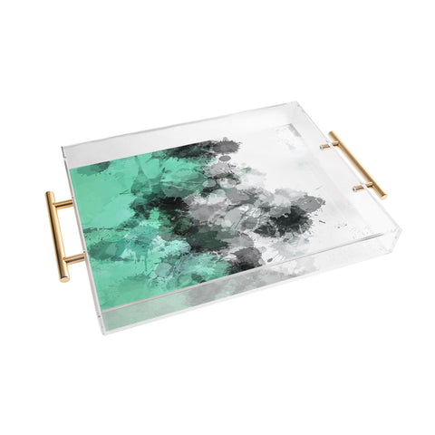 Sheila Wenzel-Ganny Mint Green Paint Splatter Abstract Acrylic Tray