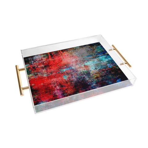 Sheila Wenzel-Ganny Modern Red Abstract Acrylic Tray