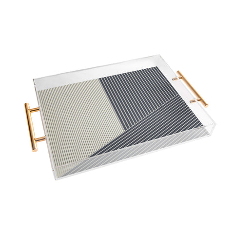 Sheila Wenzel-Ganny Mystic Grey Overlap Stripes Acrylic Tray