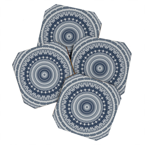 Sheila Wenzel-Ganny Navy Grey Mandala Coaster Set