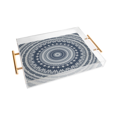Sheila Wenzel-Ganny Navy Grey Mandala Acrylic Tray