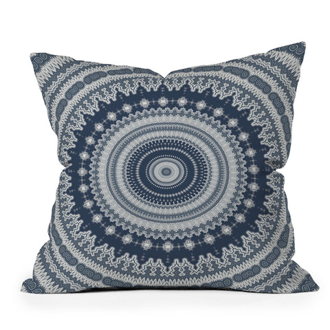 Sheila Wenzel-Ganny Navy Grey Mandala Outdoor Throw Pillow