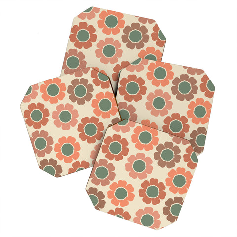 Sheila Wenzel-Ganny Neutral Modern Pink Floral Coaster Set
