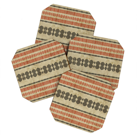 Sheila Wenzel-Ganny Orange Linen Tribal Coaster Set