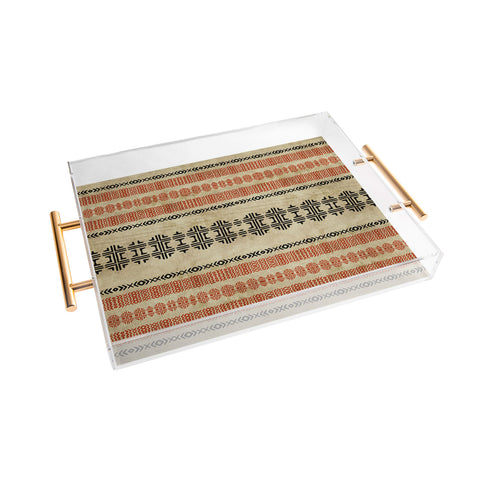 Sheila Wenzel-Ganny Orange Linen Tribal Acrylic Tray