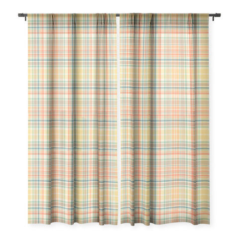 Sheila Wenzel-Ganny Pastel Country Plaids Sheer Window Curtain