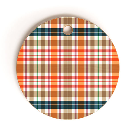 Sheila Wenzel-Ganny Picnic Summer Plaids Cutting Board Round