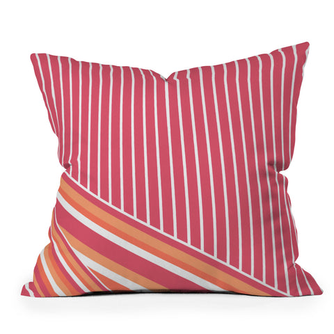 Sheila Wenzel-Ganny Pink Coral Stripes Outdoor Throw Pillow