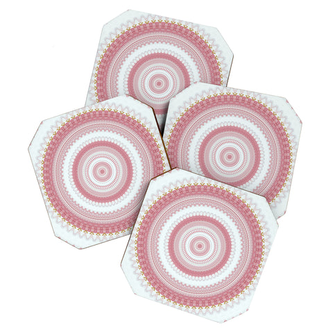 Sheila Wenzel-Ganny Pink Glitter Stone Mandala Coaster Set