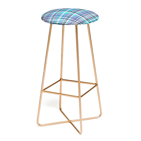 Sheila Wenzel-Ganny Purple Turquoise Plaids Bar Stool
