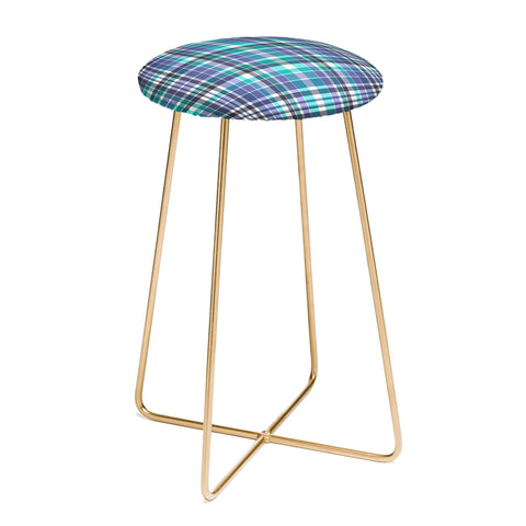 Sheila Wenzel-Ganny Purple Turquoise Plaids Counter Stool