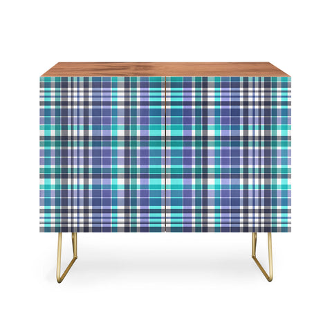 Sheila Wenzel-Ganny Purple Turquoise Plaids Credenza