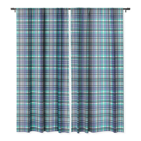 Sheila Wenzel-Ganny Purple Turquoise Plaids Blackout Window Curtain