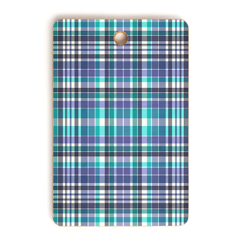 Sheila Wenzel-Ganny Purple Turquoise Plaids Cutting Board Rectangle