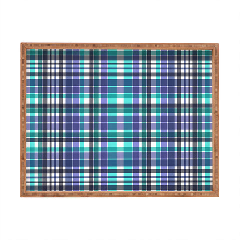 Sheila Wenzel-Ganny Purple Turquoise Plaids Rectangular Tray