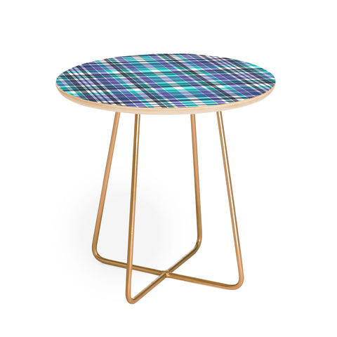 Sheila Wenzel-Ganny Purple Turquoise Plaids Round Side Table