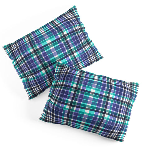 Sheila Wenzel-Ganny Purple Turquoise Plaids Pillow Shams