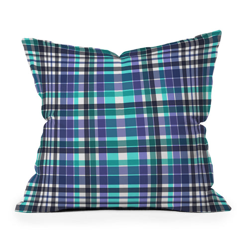 Sheila Wenzel-Ganny Purple Turquoise Plaids Throw Pillow