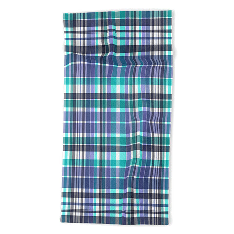 Sheila Wenzel-Ganny Purple Turquoise Plaids Beach Towel