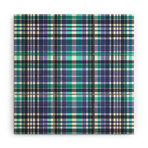 Sheila Wenzel-Ganny Purple Turquoise Plaids Wood Wall Mural